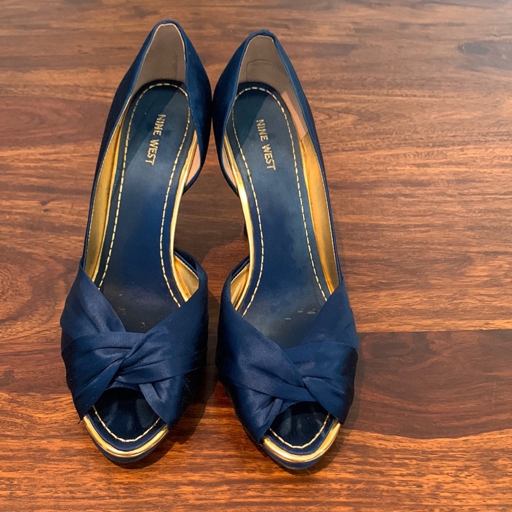 Nine West Open Toe Satin D'Orsay Heels